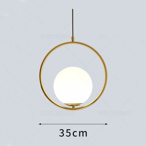 Ineasicer Moderne Mode Suspension Lampe Fer Verre LED Luminaire Suspension Boule Verre Vec Du Métal Doré (Or)