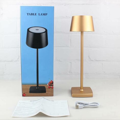 Ineasicer Lampe de Table Sans fil, Lampe sans fil Rechargeable Dimmable 5200 mAh, Lampe Exterieur étanche IP54, pour intérieur extérieur Restaurant Buffet Bar café, Doré