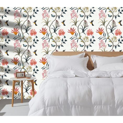 Timeet Papier Peint Autocollant - Motif Fleurs Blanches - Film Adhésif Pour Meubles Botanique - 39 X 300 Cm - Autocollant Pour Meubles - Imperméable - Film Vinyle Pour Meubles, Mur, Armoire, Cuisine