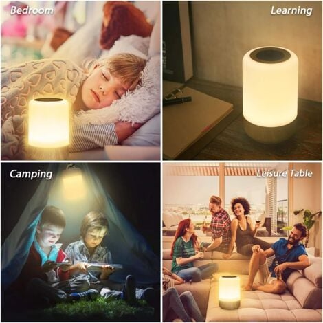 Lampe De Chevet Tactile Dimmable  Lampe Led Sans Fil A Pile Avec 4 Couleur Changeante Et 3 Intensité Lumière, Veilleuse Led Enfant Rechargeable Avec Fonction De Minuterie Pour Chambre, Table, Nuit