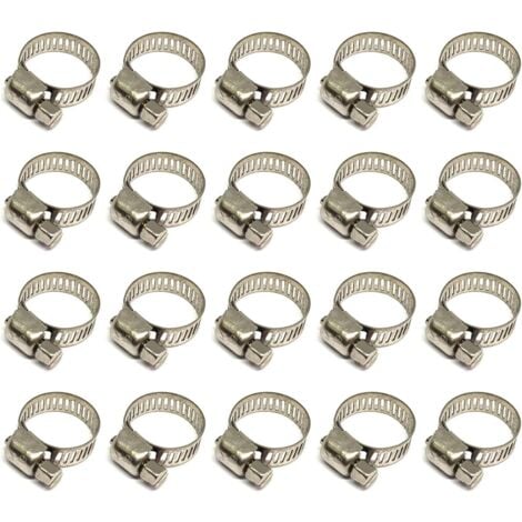 MINKUROW 20 Pièces Collier De Serrage Tuyau, Collier De Serrage Tuyau Réglable 12-20mm, 304 Collier De Serrage Inox, Collier Serrage Métallique, Pour Tuyau, Home Gaz, Famille Tuyau D'eau, Câble, Robin