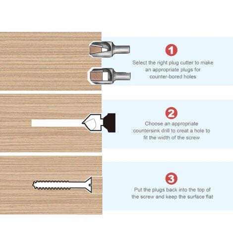 Fraise Bouchonner Bois Lot de 8 Mèche Bouchon Bois Foret Faire Cheville Outil de Coupe pour Faire une Bois Bouchon Cheville Tourillon Goujon Tenon Dowel