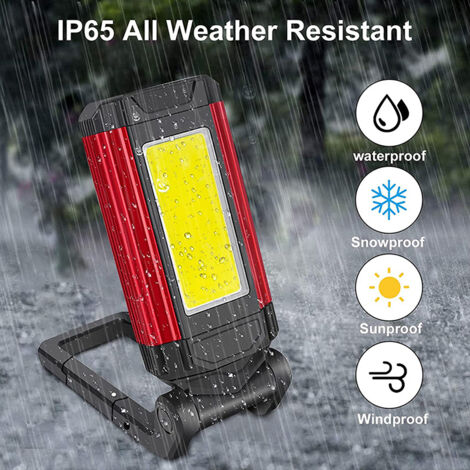 Lampe De Travail Rechargeable Puissante, Baladeuse Led Lampe Atelier Avec Base Magnétique, Lampe Torche Avec Ipx6 Étanche, 7 Modes Lampe Mecanicien Pour D'urgence, Garage Et Camping