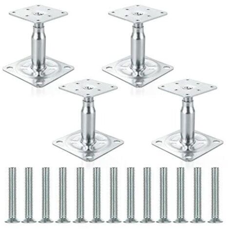 Platine Poteau Bois 4 Pcs Supports De Base Réglables Pour Poteau De Terrasse Pour Pergola Ancrage Poteau