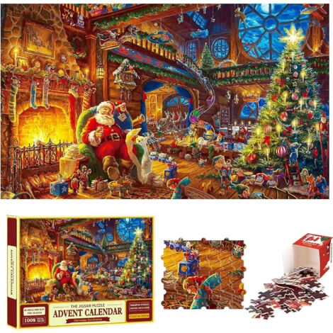 Calendrier De L'Avent Puzzle 2024 – 1008 Pièces, 24 Cases, Cadeau De Noël Pour Adultes Et Enfants
