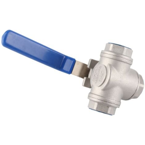 1 pièce Robinet à bille en acier inoxydable SUS304 pour tuyaux, trois voies, type T, filetage femelle 3/4" DN20