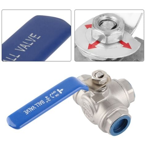 1 pièce Robinet à bille en acier inoxydable SUS304 pour tuyaux, trois voies, type T, filetage femelle 3/4" DN20