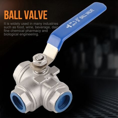 1 pièce Robinet à bille en acier inoxydable SUS304 pour tuyaux, trois voies, type T, filetage femelle 3/4" DN20