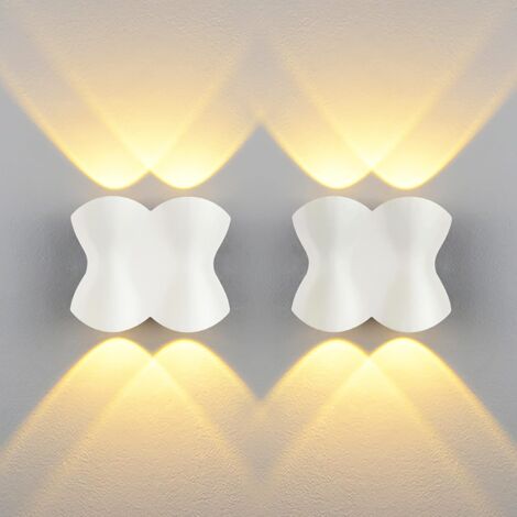 2 Pack Applique Murale Interieur LED IP54 Etanche Exterieur Applique Murale 4W Chambre Salon Murale Lampe 220v Blanc Chaud Source 3200K (Blanc)