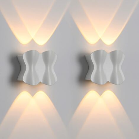 2 Pack Applique Murale Interieur LED IP54 Etanche Exterieur Applique Murale 4W Chambre Salon Murale Lampe 220v Blanc Chaud Source 3200K (Blanc)