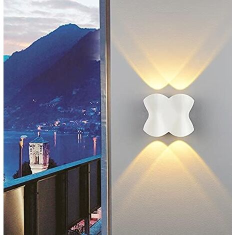 2 Pack Applique Murale Interieur LED IP54 Etanche Exterieur Applique Murale 4W Chambre Salon Murale Lampe 220v Blanc Chaud Source 3200K (Blanc)