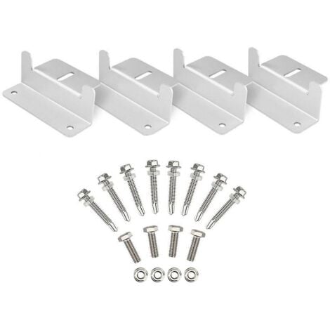 Ineasicer 1 Jeux de Supports en Z de Fixation de Panneaux Solaires sur le Toit avec Écrous et Boulons pour RV, Bateau, Toit, Mur et Autres Installations Hors Toit, Ensemble de 4 Unités