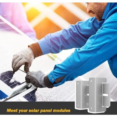 Ineasicer 1 Jeux de Supports en Z de Fixation de Panneaux Solaires sur le Toit avec Écrous et Boulons pour RV, Bateau, Toit, Mur et Autres Installations Hors Toit, Ensemble de 4 Unités