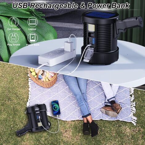 Projecteur LED Rechargeable 3 000 000 Lumens - Lampe Torche Extérieure Puissante Avec Trépied, 4 Modes, USB C IPX5 Pour Camping Pêche