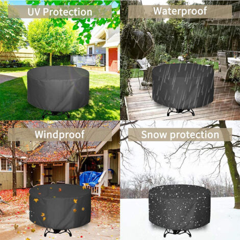 ZONADAH Housse Table Jardin Ronde 92x10 Cm - Protection Imperméable Oxford Noire