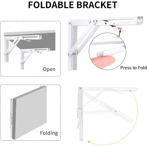 Support Console Rabattable Support d' Étagère Pliable 300mm,2 Pièces Équerres Pliantes Charge ...