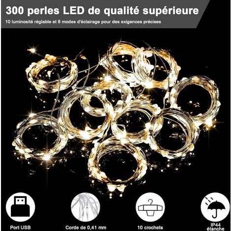 Anpro Rideau Lumineux 3m x 3m - 300 LEDs USB Guirlande Rideau