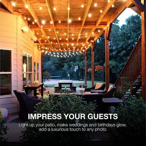 Guirlande Guinguette Extérieure 7.5M 25+1 Ampoules Guirlande Lumineuse avec 2 Ampoule de Rechange Guirlande Guinguette Raccordable Étanche IP44 Jardin Parasol Terrasse Mariage Pergola-Blanc Chaud