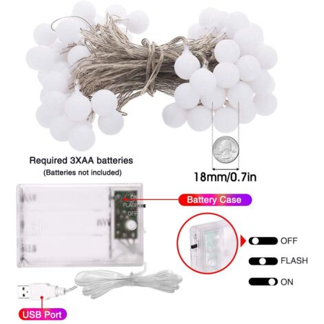 Guirlande Lumineuse LED HANSEL HOME - 140 LEDs Blanc Chaud - 7 M - IP44 étanche Pour Intérieur/extérieur - 8 Modes Clignotants
