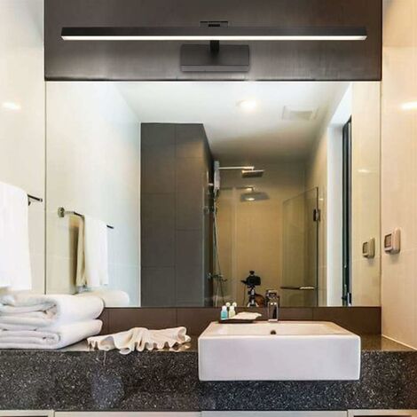 Lampe Miroir LED Salle de Bain 60cm, 14W 1170 Lumen, IP44 Étanche Applique Murale Salle de Bain 180° Rotatif, Lumière Miroir Salle de Bain Moderne, Blanc Froid 5500K, Schwarz