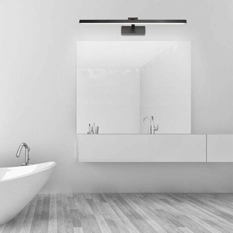 Lampe Miroir LED Salle de Bain 60cm, 14W 1170 Lumen, IP44 Étanche Applique Murale Salle de Bain 180° Rotatif, Lumière Miroir Salle de Bain Moderne, Blanc Froid 5500K, Schwarz