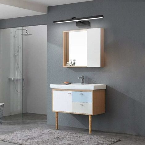 Lampe Miroir LED Salle de Bain 60cm, 14W 1170 Lumen, IP44 Étanche Applique Murale Salle de Bain 180° Rotatif, Lumière Miroir Salle de Bain Moderne, Blanc Froid 5500K, Schwarz