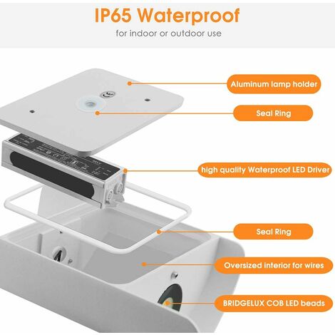 16W Applique Murale led Intérieur exterieur Huat en bas Lampe murale LED Moderne Blanc chaud Imperméable IP65 Appliques Murales interieures en Aluminium pour Salon Escalier Couloir Chambre Jardin