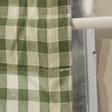 Moitié draperies transmettant la lumière,petits rideaux à carreaux vert paon,rideau bistrot de cuisine perforés sans poteau,occultant dans la chambre et le salon,1 pièce--150×60cm