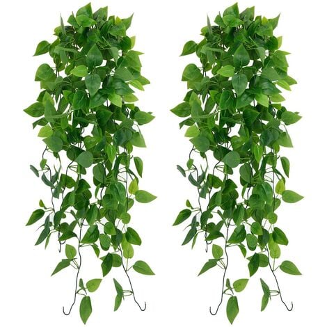 4 pièces de plantes suspendues artificielles, 90 cm de faux lierre suspendu  feuilles vertes de Scindapsus