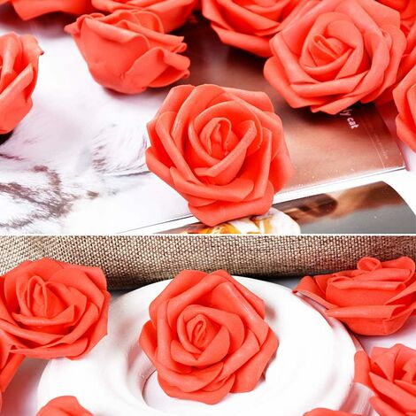 50 Roses Blanches Artificielles MEJOSER - Fleurs En Mousse 7cm Pour Décoration Mariage, DIY, Cheveux