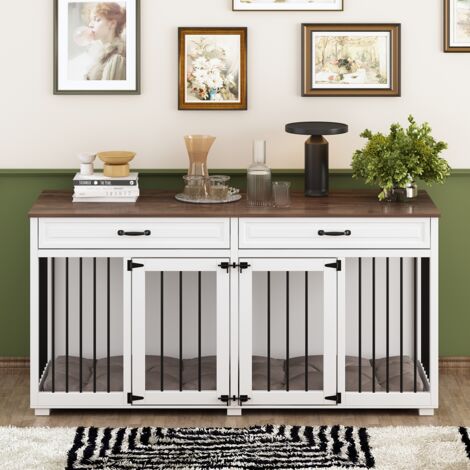 Grande caisse pour chien pour l'intérieur,164x80x60cm,PB-planche + fer à repasser,Box pour chien avec 2 portes cage de transport,Box de transport pour chien