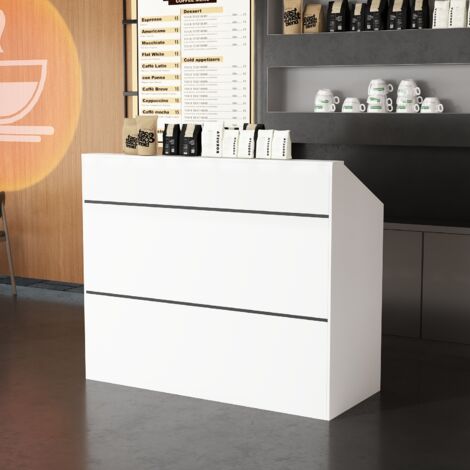 Comptoir de réception blanc comptoir de réception comptoir de bureau pour halls d'entreprise, réceptions d'hôtel, magasins de vêtements, pâtisseries, magasins de fruits 50 x 120 x 100 cm