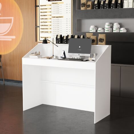Comptoir De Réception Avec éclairage - Meuble D'accueil Bureau Magasin - Dimensions 100x45x100 Cm (autres Tailles Dispo) - Blanc Chaud - 9