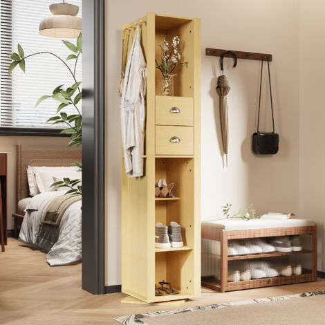 Armoire multifonctionnelle Armoire à miroir multifonctionnelle pivotante, bois, MDF, 160 x 40 x 40 cm (1/5)