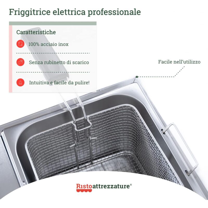 Friggitrice Elettrica professionale 13+13 litri doppia vasca in acciaio  inox per Pub Bar Ristoranti da banco