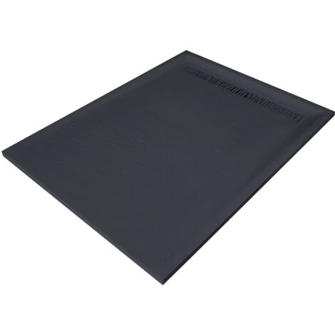 U-Tile – Receveur de douche à encastrer résine 140 x 90 cm gris ardoise – Extra-plat 25-35 mm – Grille caniveau inox 70 x 7 cm – Antidérapant Classe C