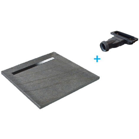 Receveur de douche gris 90 x 90 cm haute densité pierre naturelle - grille caniveau