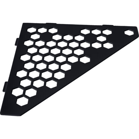 U-Tile – Étagère de douche en acier inox noir 20,4 x 20,4 cm – Fixation sans perçage – Design Pentagone Hexagone – Épaisseur 2 mm