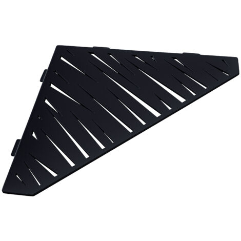 U-Tile – Étagère de douche en acier inox noir 20,4 x 20,4 cm – Fixation sans perçage – Épaisseur 2 mm – Design Pentagone Tiger