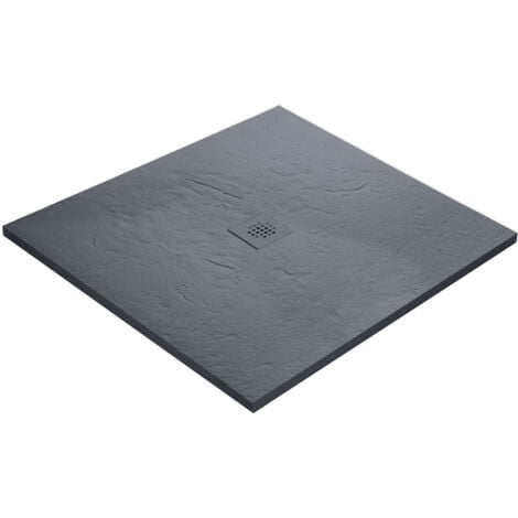 Receveur résine 70 x 70 cm gris ardoise imitation ardoise - grille carrée centrée
