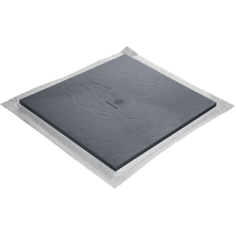 Receveur résine 70 x 70 cm gris ardoise imitation ardoise - grille carrée centrée