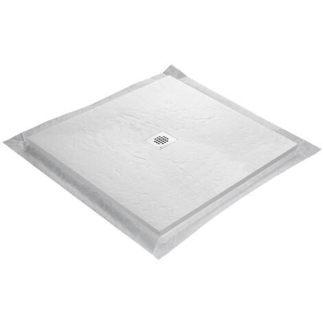 Receveur résine 70 x 70 cm blanc imitation ardoise - grille carrée centrée