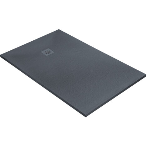 Receveur résine 120 x 80 cm gris granit imitation granit - grille carrée excentrée