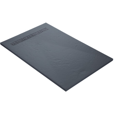 Receveur résine 160 x 80 cm gris ardoise imitation ardoise - grille caniveau excentrée