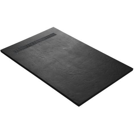Receveur résine 140 x 90 cm noir effet ardoise - grille caniveau excentrée