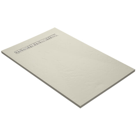 Receveur résine 180 x 90 cm beige effet ardoise - grille caniveau excentrée
