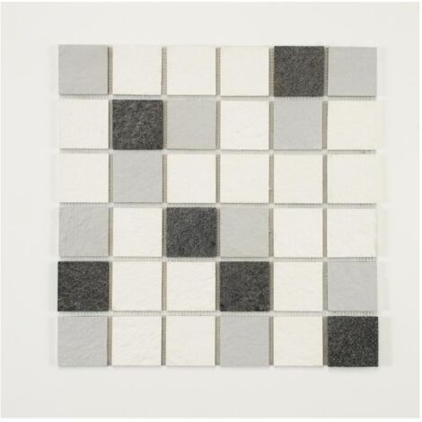 Mosaïque mixte résine & pierre 30 x 30 cm - carreau 5 x 5 cm mixte pierre et résine blanche