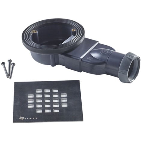 Receveur de douche à carreler ultra plat + natte étanche + siphon ultra plat - 90 x 90 cm x 22 mm