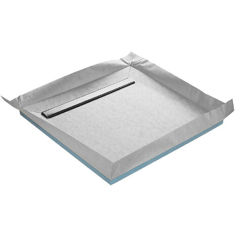 Receveur de douche à carreler caniveau 4 pentes + natte étanche + siphon ultra plat - 100 x 100 cm