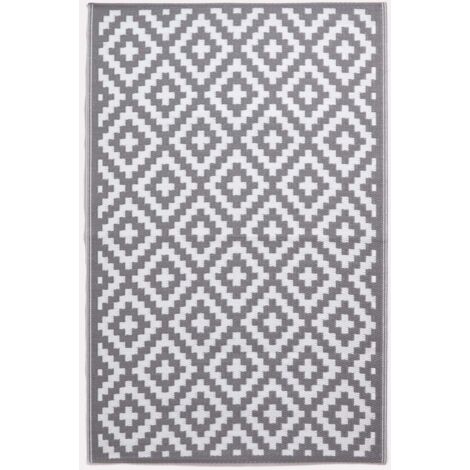 Tapis extérieur terrasse réversible HOMESCAPES Tapis de jardin Zoe Gris 120x180 cm (1/5)